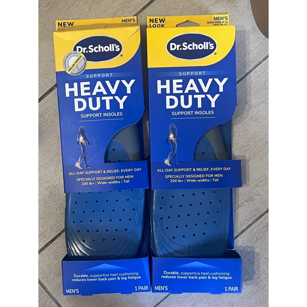 Dr. Scholls Heavy Duty Support Insoles‎ Mens Size 8-14 2 Pairs Trim to Fit Blue